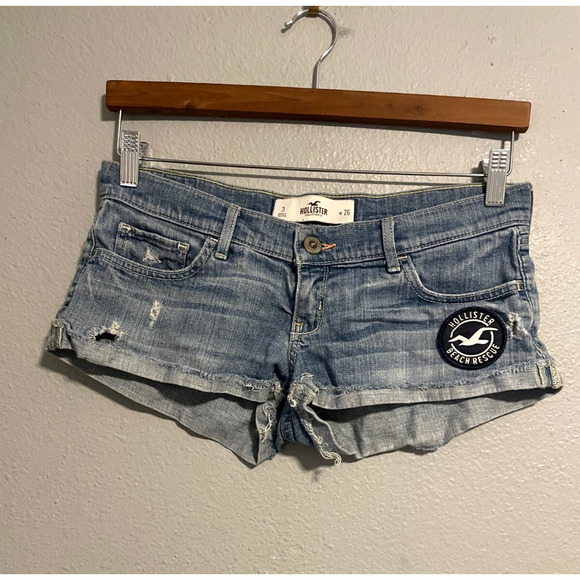Hollister Pants - Vintage Hollister Juniors Shorts Size 3 Blue Denim Low Rise Micro Distressed Y2K